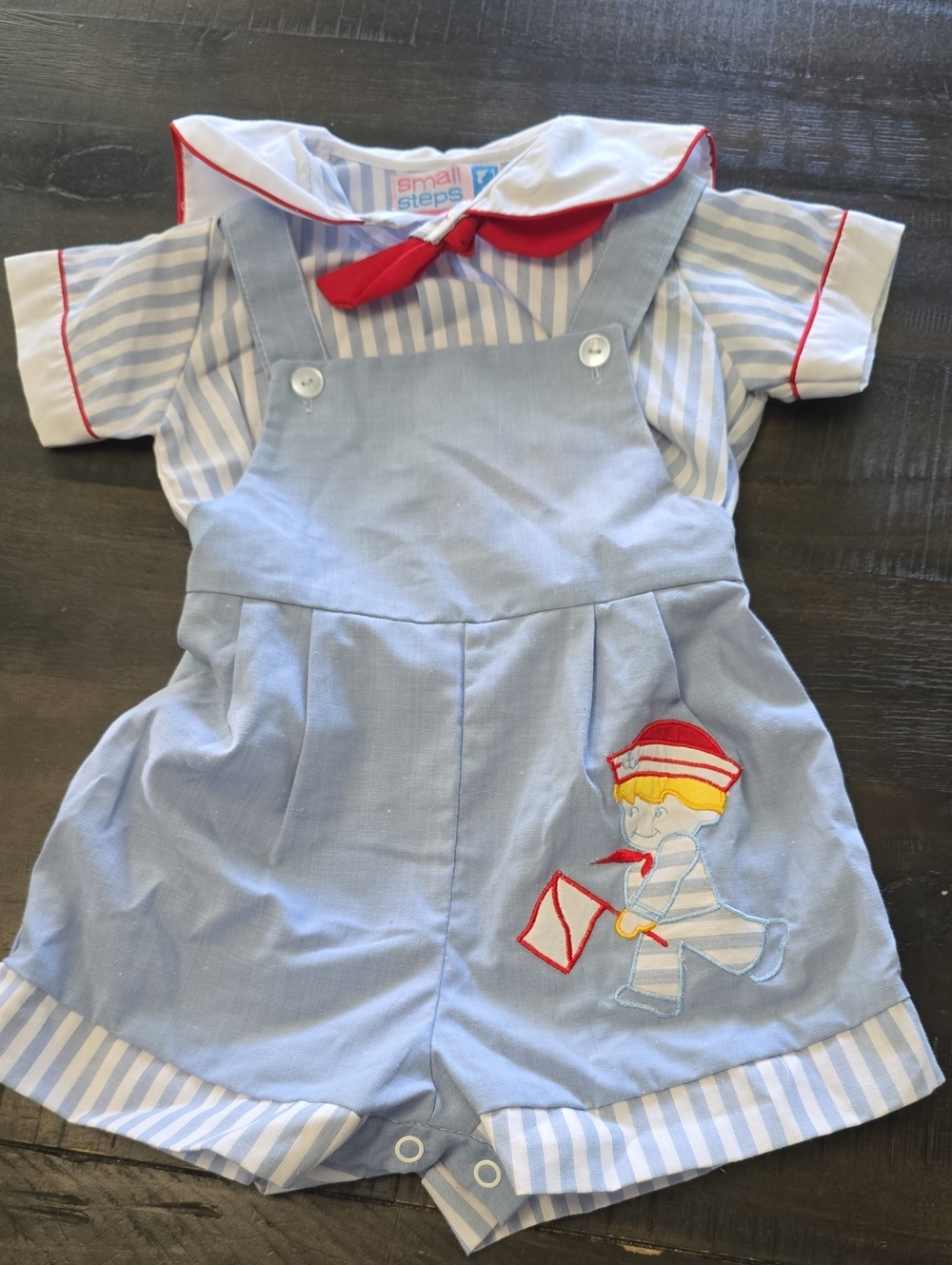Vintage 90s Small Steps Baby Boy Overall Set. New With Tags. 18 Months. 2pcs